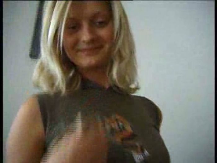 Young blonde presents herself